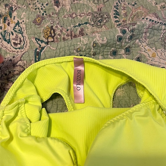 Summer Songs Ribbed Thong 1 Piece Swimsuit - Neon Yellow - Picture 5 of 7